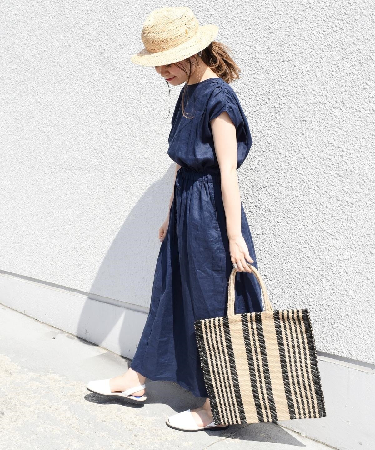 liflattie ships:リネンギャザーロングワンピース