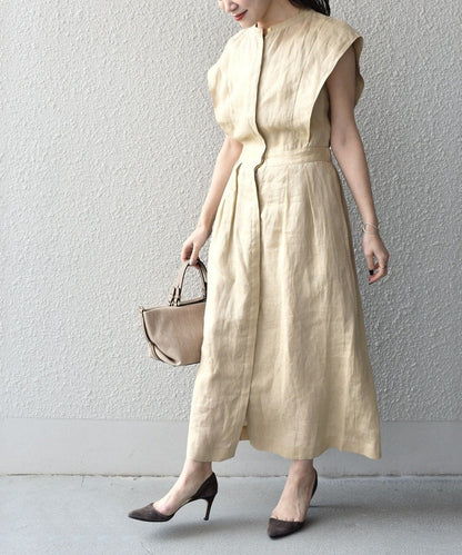 〈手洗い可能〉NORTHERN LINEN2タックワンピース