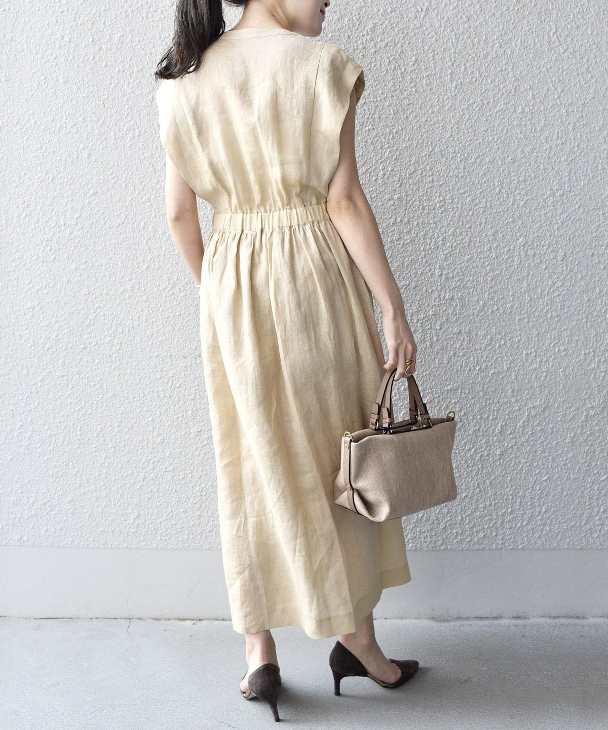 〈手洗い可能〉NORTHERN LINEN2タックワンピース