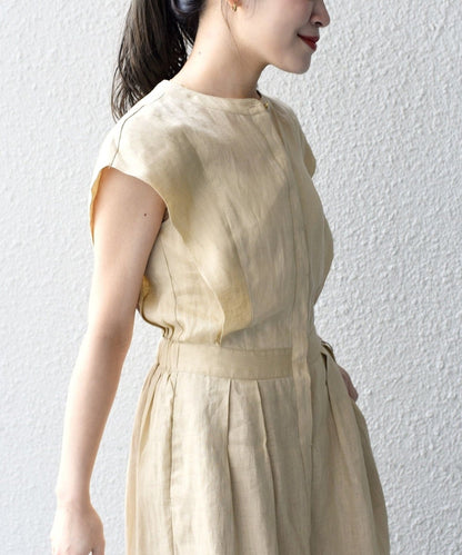 〈手洗い可能〉NORTHERN LINEN2タックワンピース