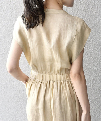 〈手洗い可能〉NORTHERN LINEN2タックワンピース