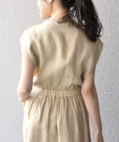 〈手洗い可能〉NORTHERN LINEN2タックワンピース