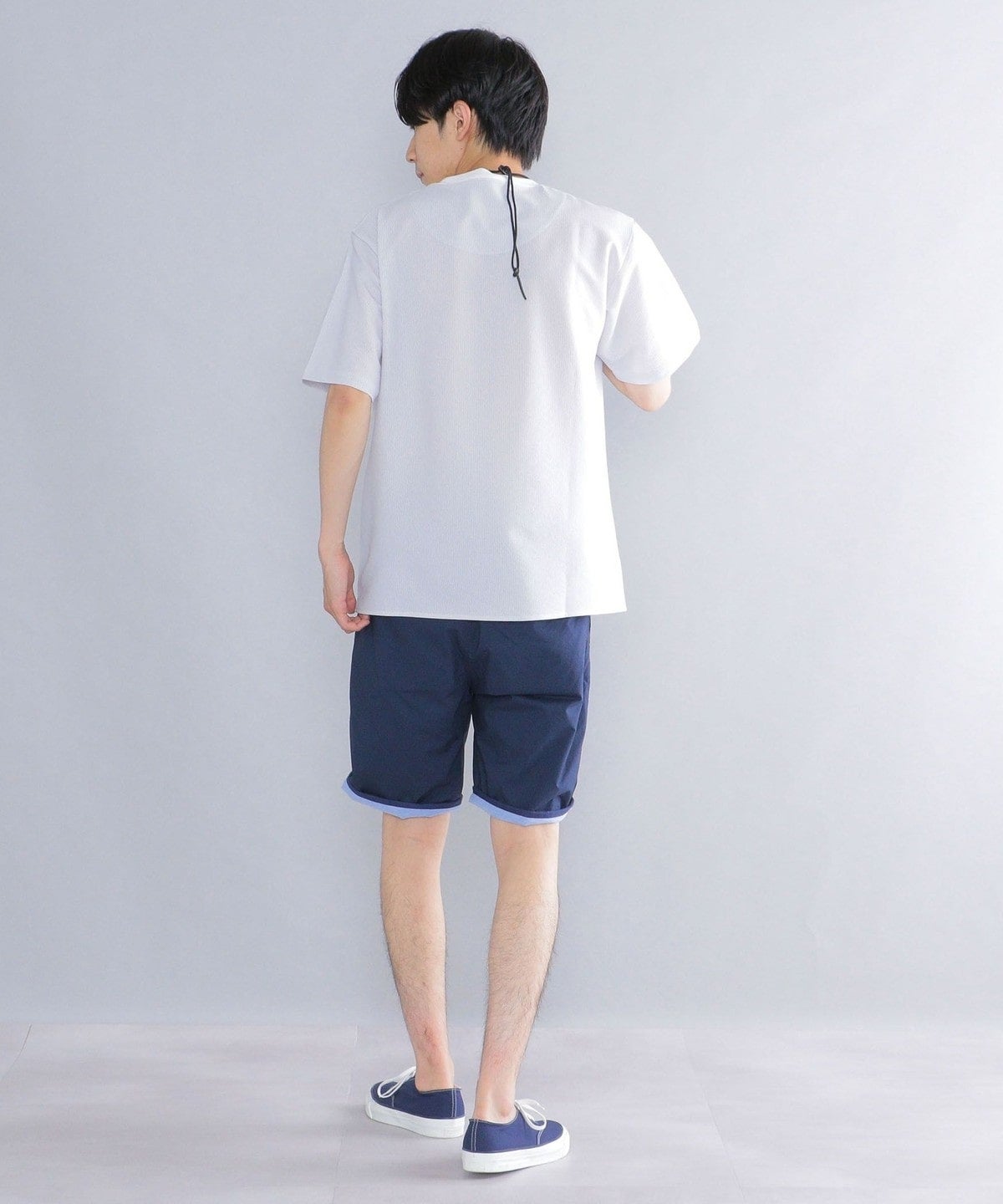 SHIPS: COOLMAX(R) シアサッカー ストライプ クルーネック Tシャツ