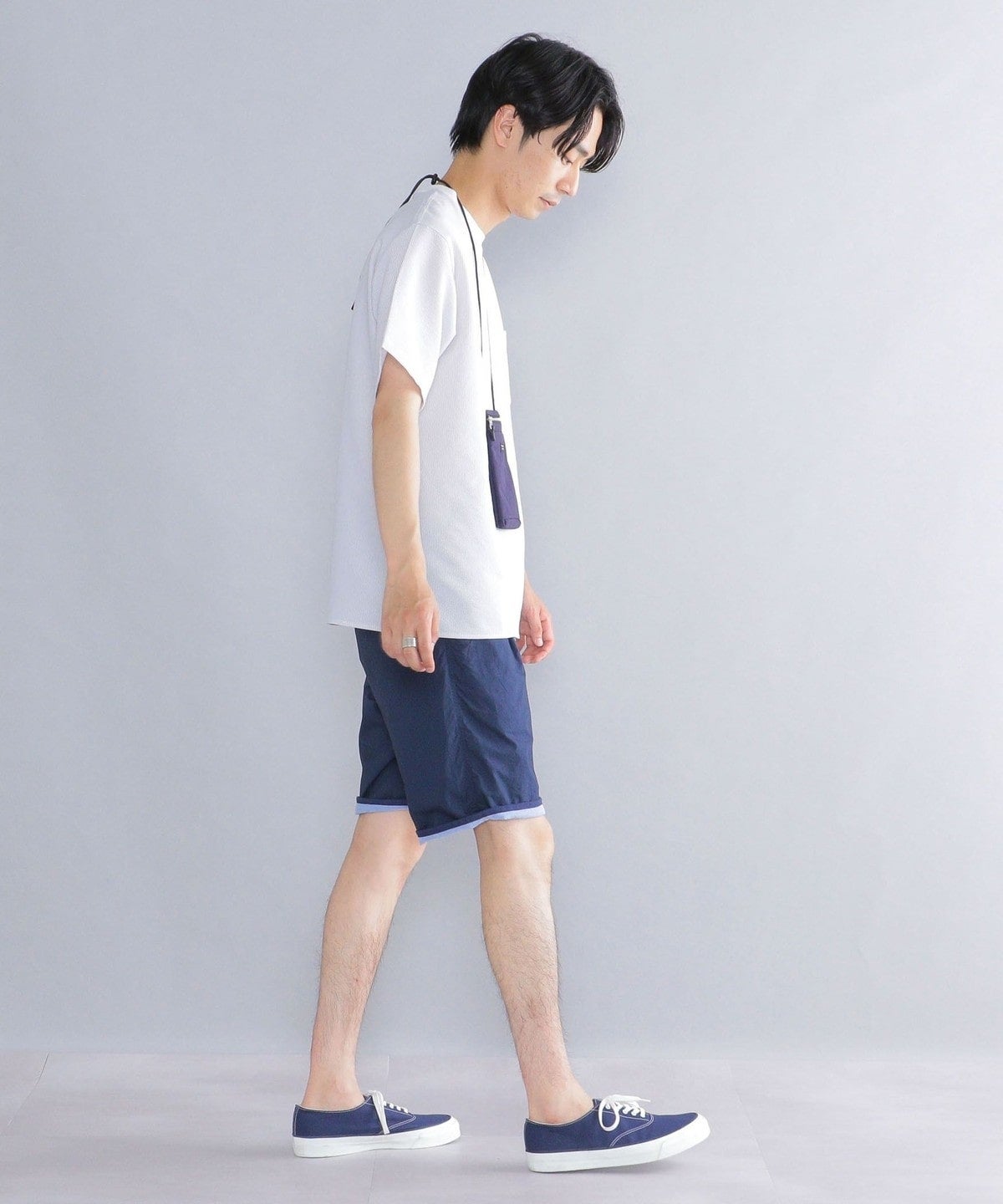 SHIPS: COOLMAX(R) シアサッカー ストライプ クルーネック Tシャツ