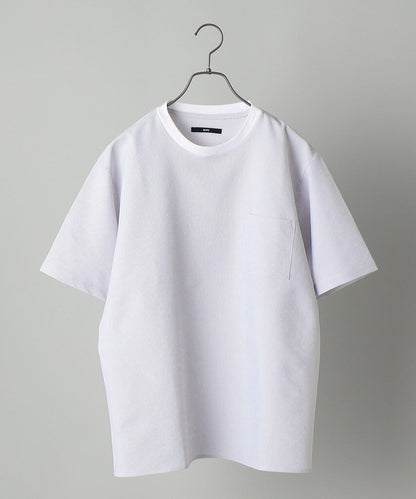 SHIPS: COOLMAX(R) シアサッカー ストライプ クルーネック Tシャツ