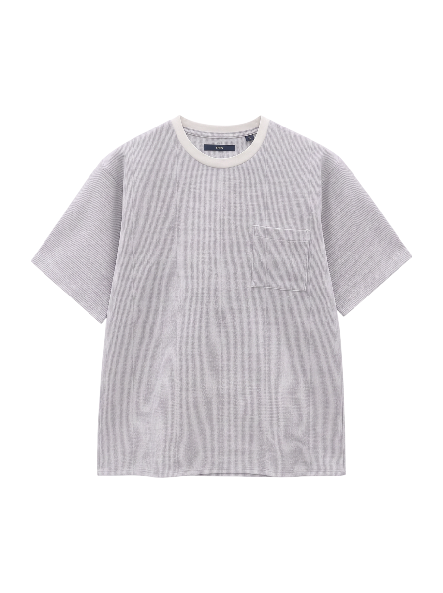 SHIPS: COOLMAX(R) シアサッカー ストライプ クルーネック Tシャツ