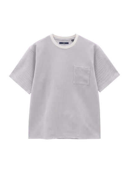 SHIPS: COOLMAX(R) シアサッカー ストライプ クルーネック Tシャツ