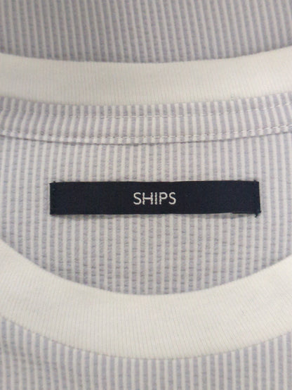 SHIPS: COOLMAX(R) シアサッカー ストライプ クルーネック Tシャツ