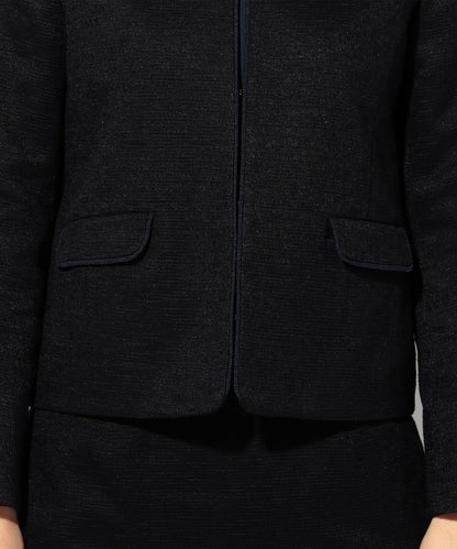 【セットアップ可】ジャージーツイードノーカラージャケット