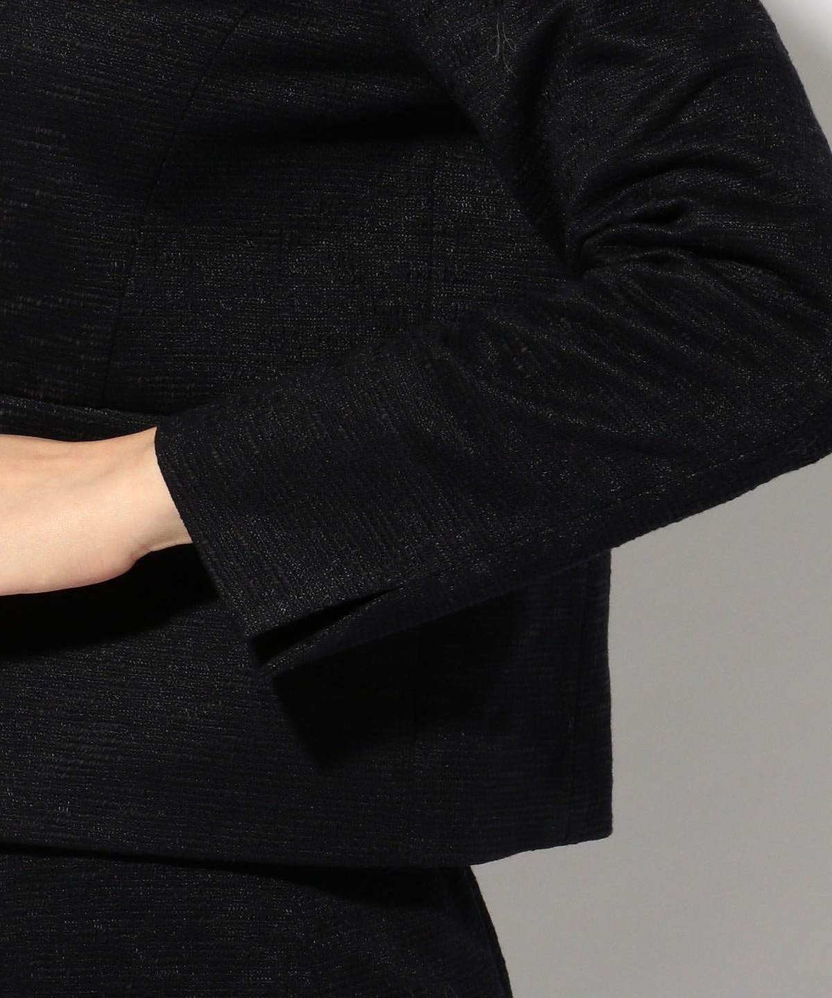 【セットアップ可】ジャージーツイードノーカラージャケット