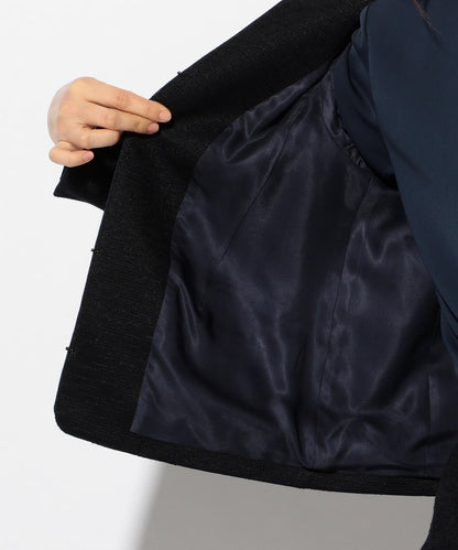 【セットアップ可】ジャージーツイードノーカラージャケット