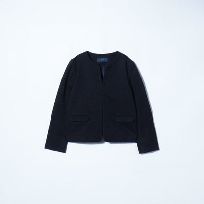 【セットアップ可】ジャージーツイードノーカラージャケット
