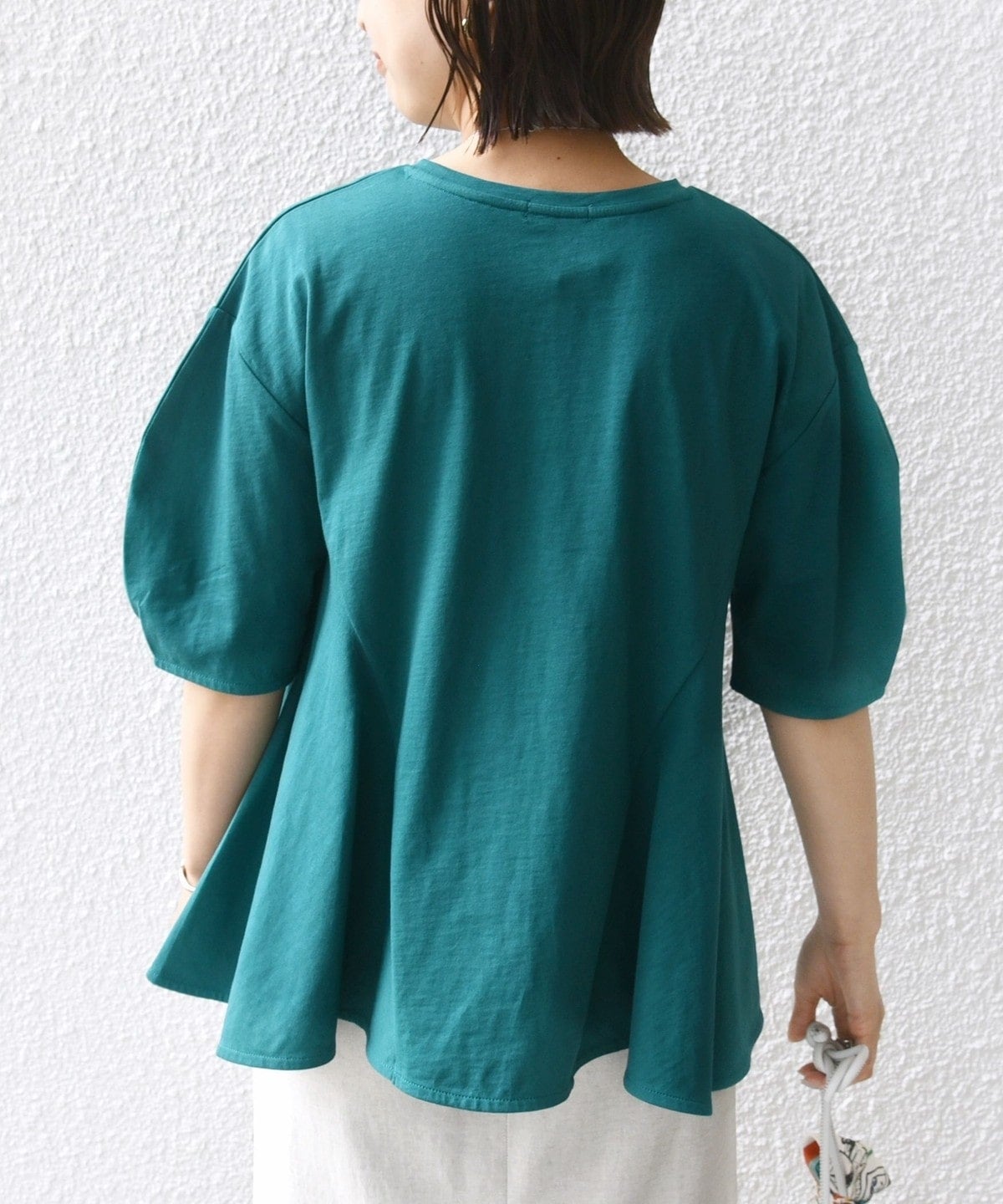 【WEB限定】 〈洗濯機可能〉へムフレア 5分袖 カットソー