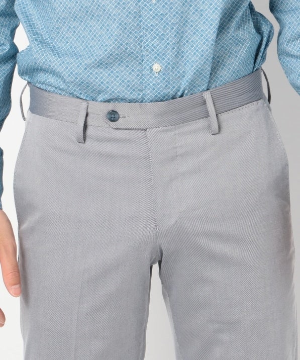 SD: 【ストレッチ】 コットン シャンブレー ドレスチノパンツ (ブルー)