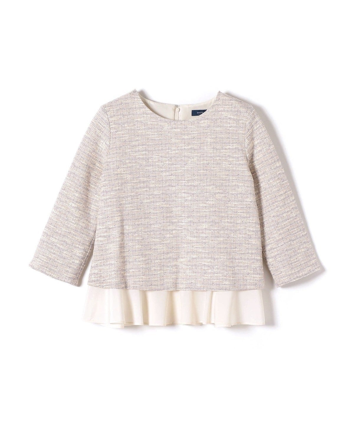 〈手洗い可能〉ツイードドッキングフリルトップス（セットアップ対応）