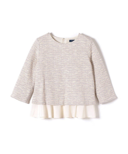 〈手洗い可能〉ツイードドッキングフリルトップス（セットアップ対応）