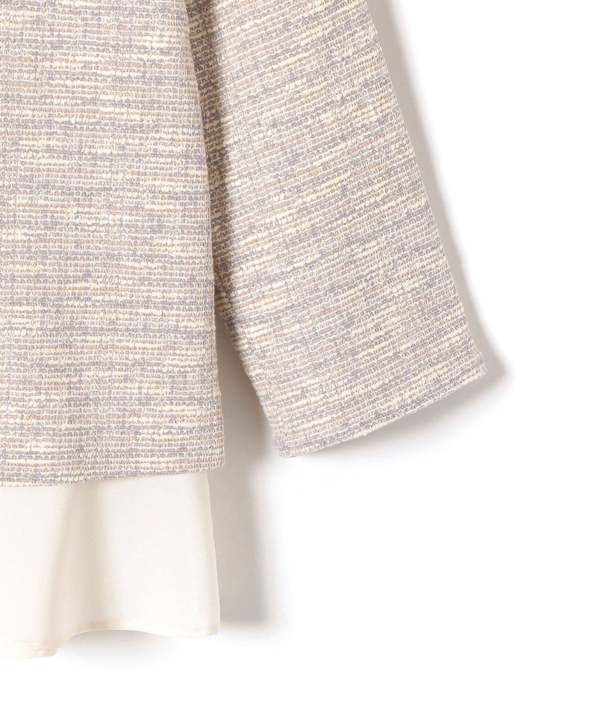 〈手洗い可能〉ツイードドッキングフリルトップス（セットアップ対応）