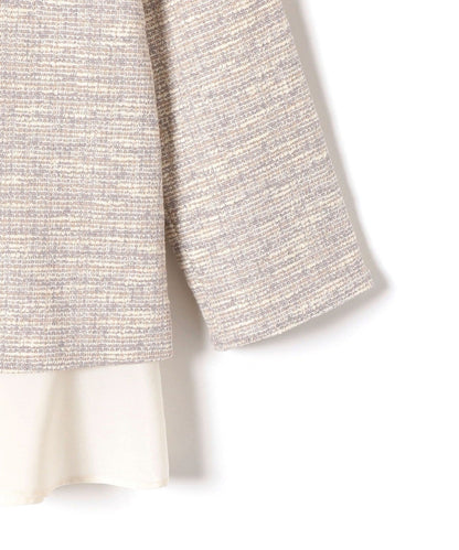 〈手洗い可能〉ツイードドッキングフリルトップス（セットアップ対応）