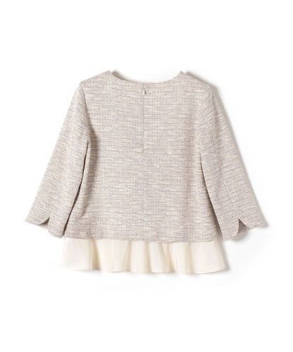 〈手洗い可能〉ツイードドッキングフリルトップス（セットアップ対応）