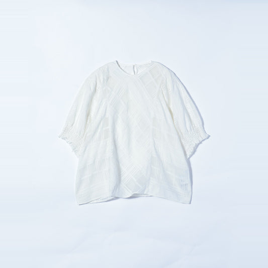 H:SHEER CHK PUFF DOLMAN