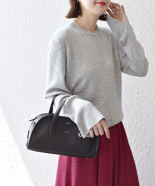 【WEB限定】〈手洗い可能〉ボーダー リブ スリーブ ベーシック ニット