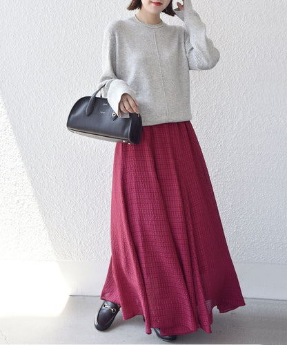 【WEB限定】〈手洗い可能〉ボーダー リブ スリーブ ベーシック ニット