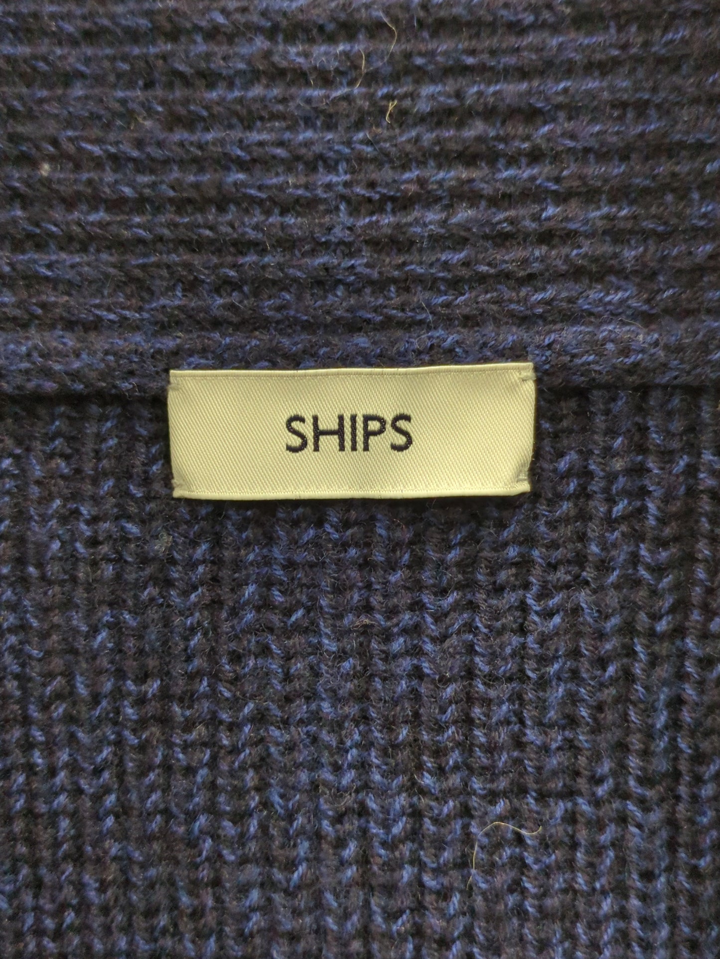 SHIPS: 5ゲージ 畔編み ショールカラー カーディガン