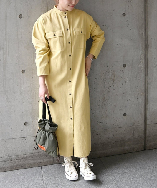 SHIPS any:〈ウォッシャブル〉モールスキン シャツワンピース