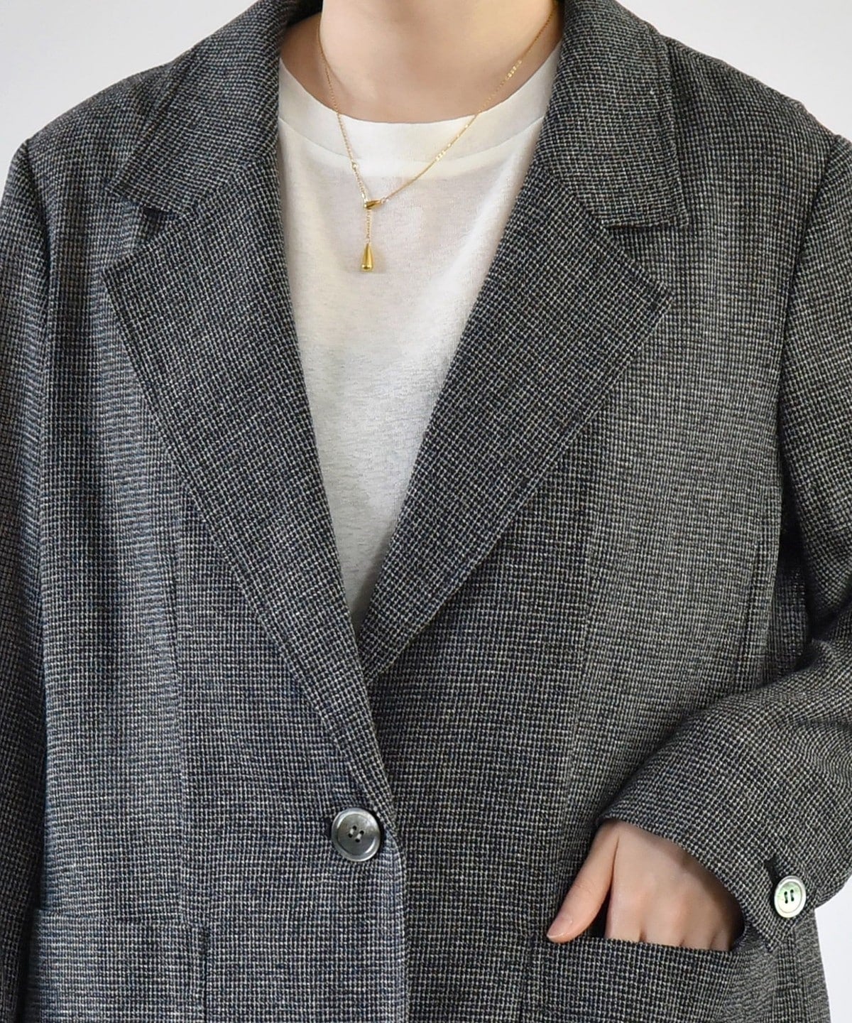 quaranciel:〈手洗い可能〉サマー カラミ テーラード シングル ジャケット