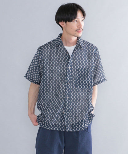 SHIPS: カラミ メッシュ プリント ショートスリーブシャツ 22SS