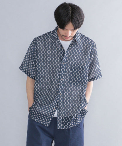 SHIPS: カラミ メッシュ プリント ショートスリーブシャツ 22SS