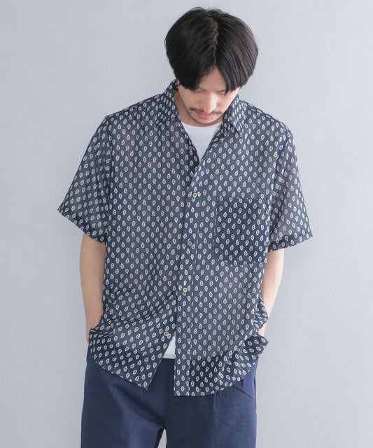 SHIPS: カラミ メッシュ プリント ショートスリーブシャツ 22SS