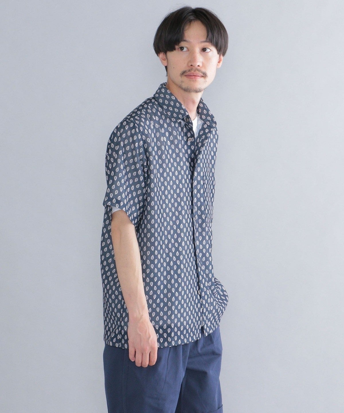 SHIPS: カラミ メッシュ プリント ショートスリーブシャツ 22SS