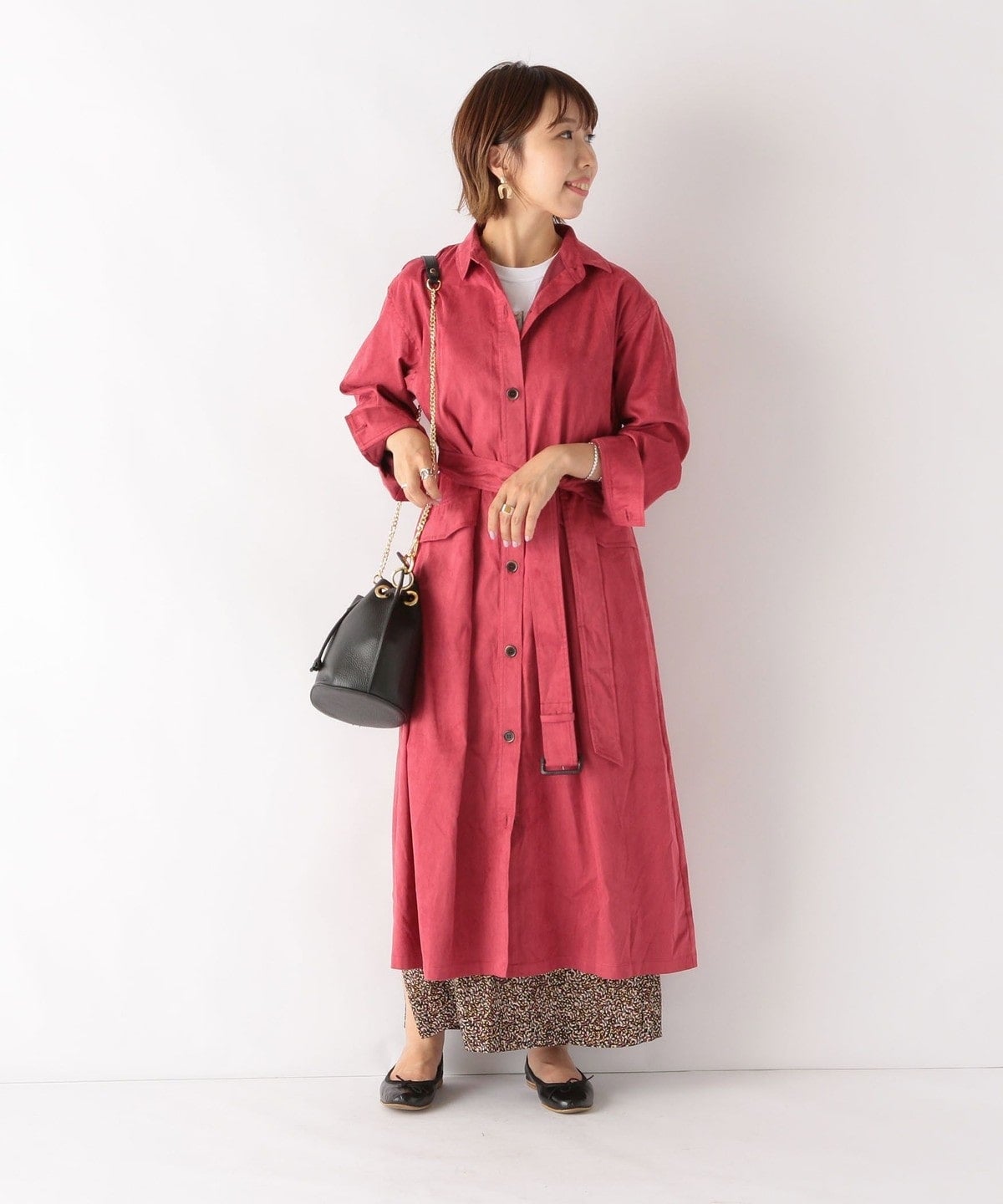 SHIPS any: エコスエードコートワンピース