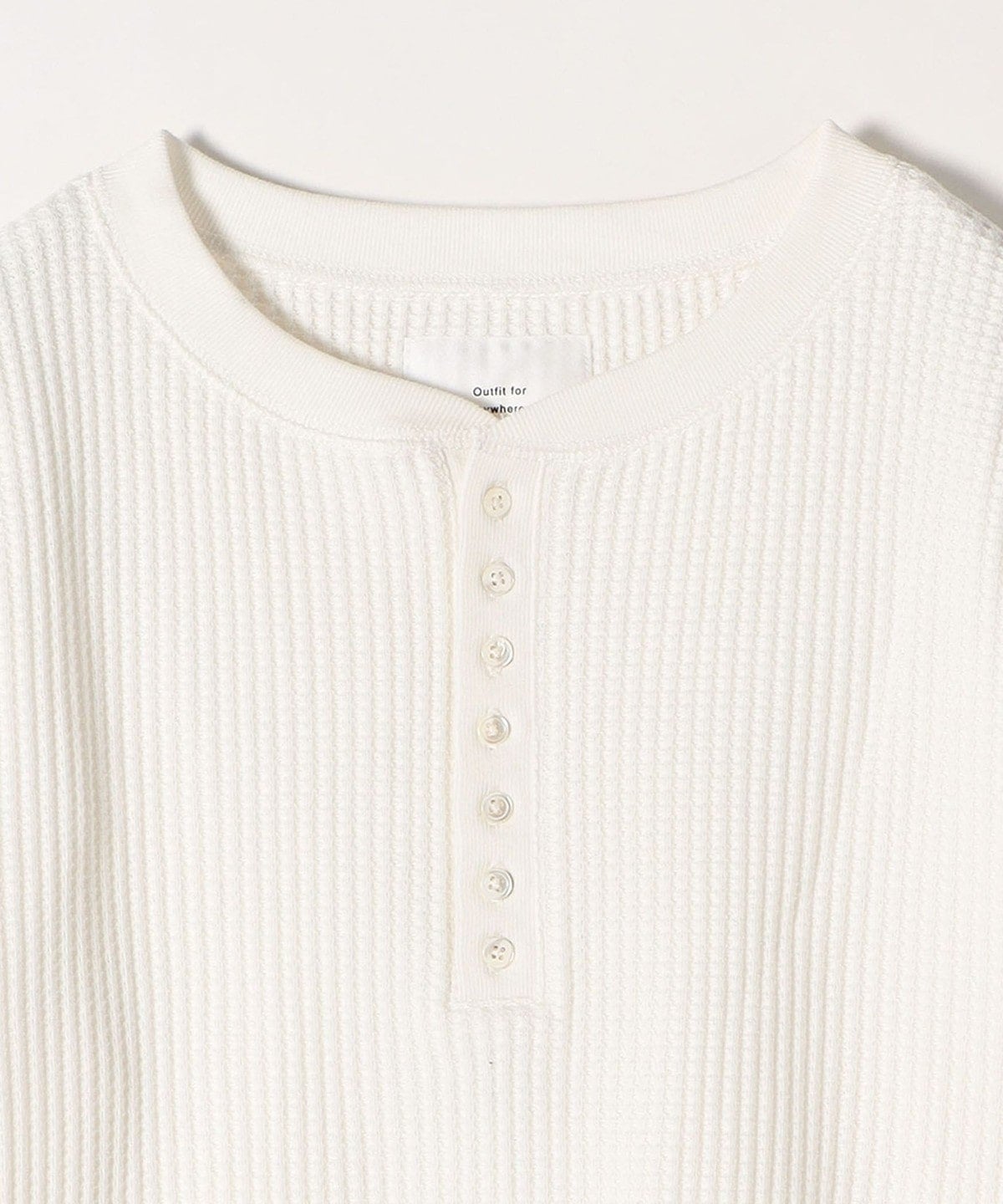 SHIPS any:〈ウォッシャブル〉ワッフル ヘンリーネック プルオーバー