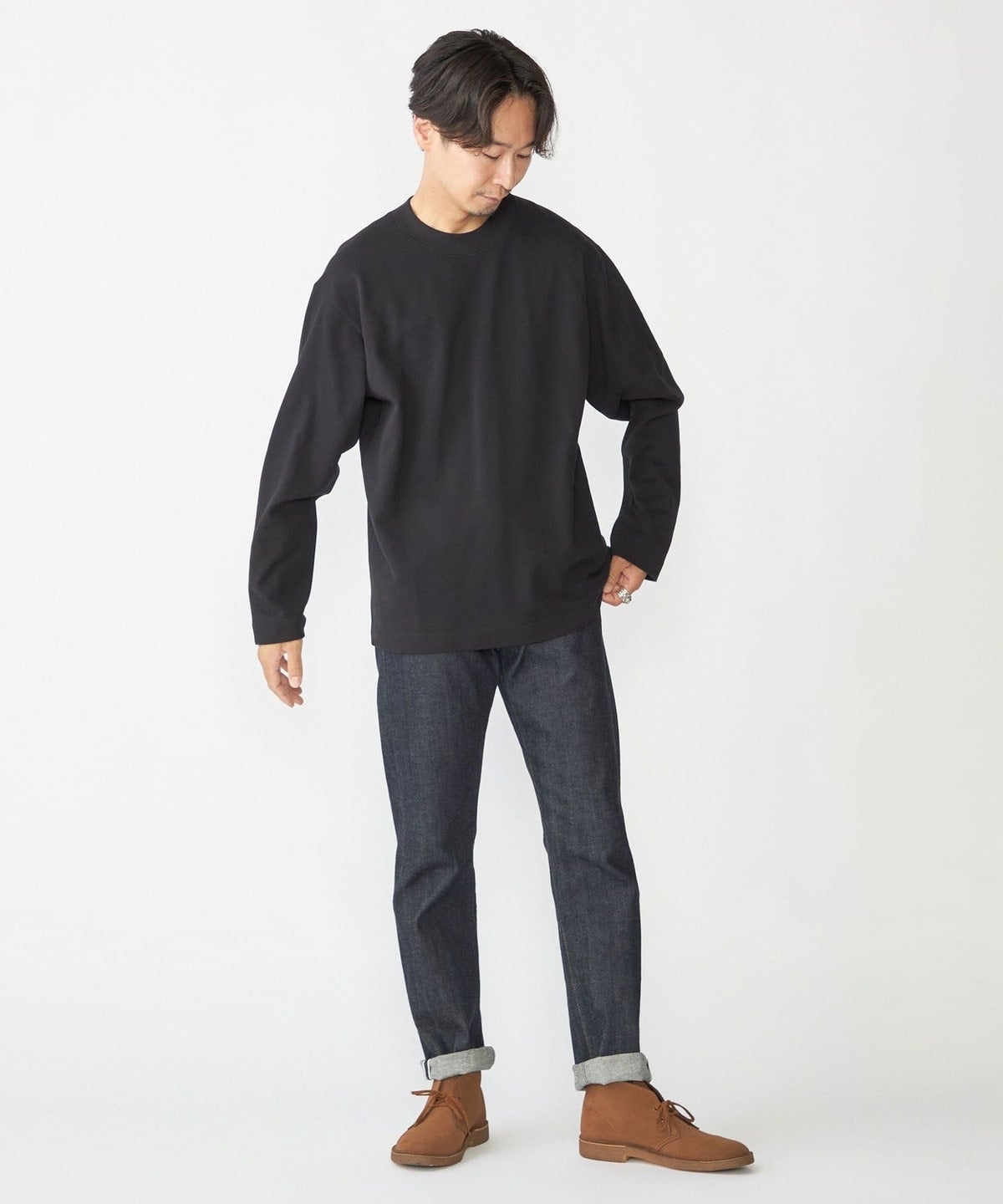 SHIPS: カノコ コンフォートネック ロングスリーブ Tシャツ