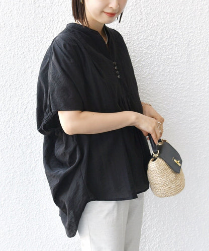 【WEB限定】〈洗濯機可能〉シアー ストライプ ギャザー ブラウス