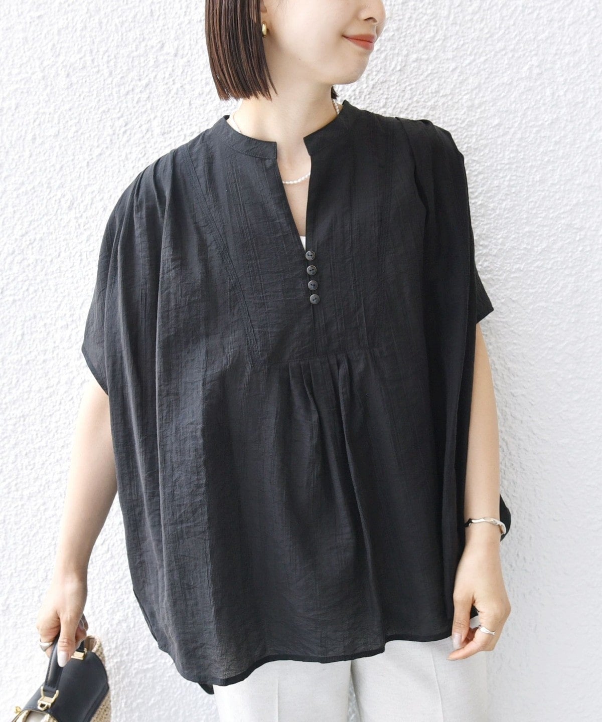 【WEB限定】〈洗濯機可能〉シアー ストライプ ギャザー ブラウス