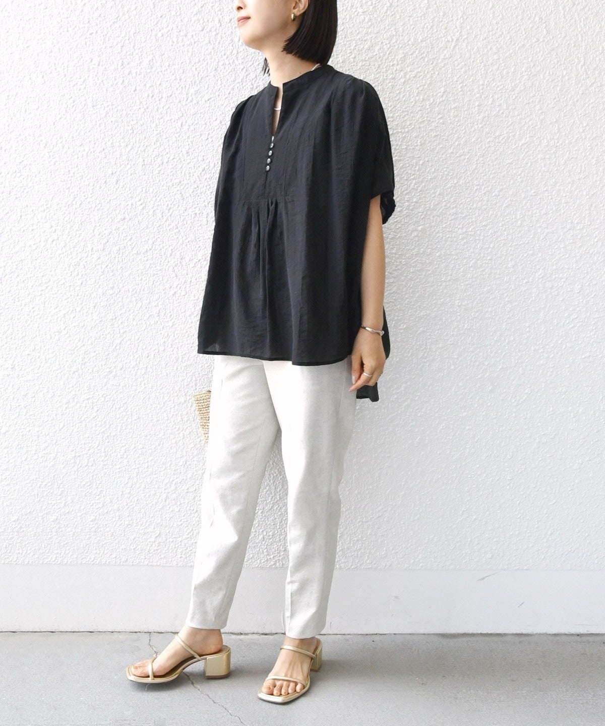 【WEB限定】〈洗濯機可能〉シアー ストライプ ギャザー ブラウス