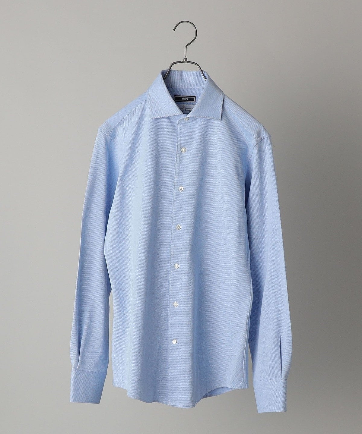 SHIPS:<吸水 速乾>ALBINI ジャージー 無地 イタリアン ワイドカラー シャツ