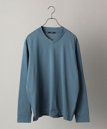 【WEB限定】SHIPS: 形態安定 防シワ加工 テレワーク ビズ Vネック Tシャツ (ロンT) 21FW