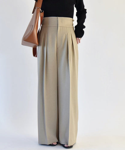 quaranciel:〈洗濯機可能〉ヘリンボーン ハイウエスト ワイドパンツ 24SS