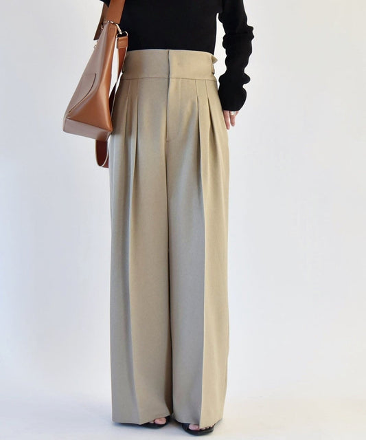 quaranciel:〈洗濯機可能〉ヘリンボーン ハイウエスト ワイドパンツ 24SS