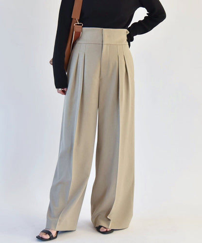 quaranciel:〈洗濯機可能〉ヘリンボーン ハイウエスト ワイドパンツ 24SS