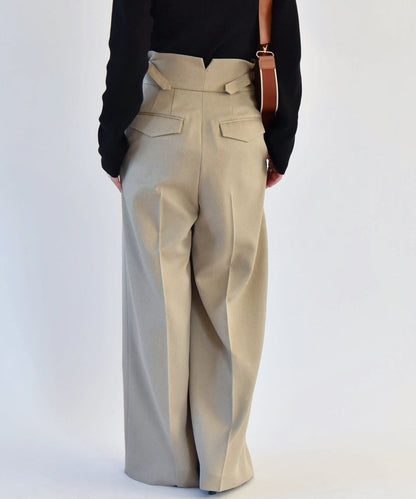 quaranciel:〈洗濯機可能〉ヘリンボーン ハイウエスト ワイドパンツ 24SS