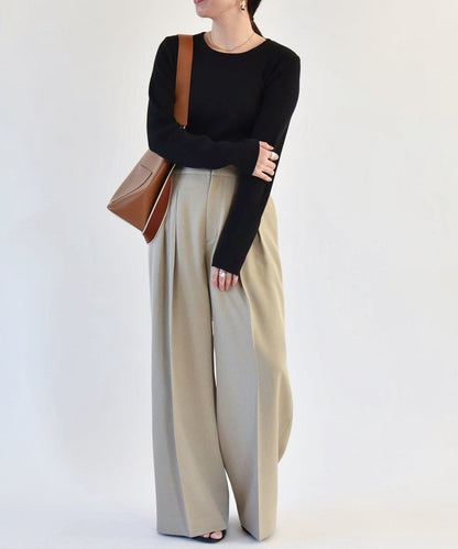 quaranciel:〈洗濯機可能〉ヘリンボーン ハイウエスト ワイドパンツ 24SS