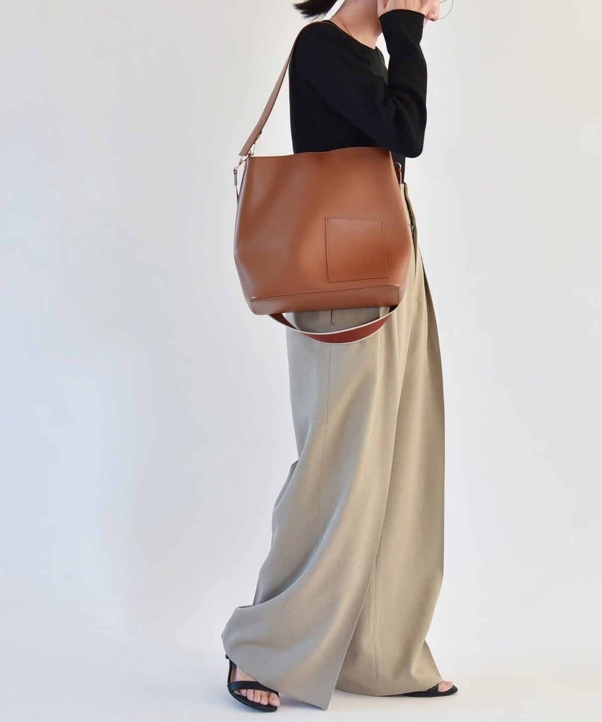 quaranciel:〈洗濯機可能〉ヘリンボーン ハイウエスト ワイドパンツ 24SS