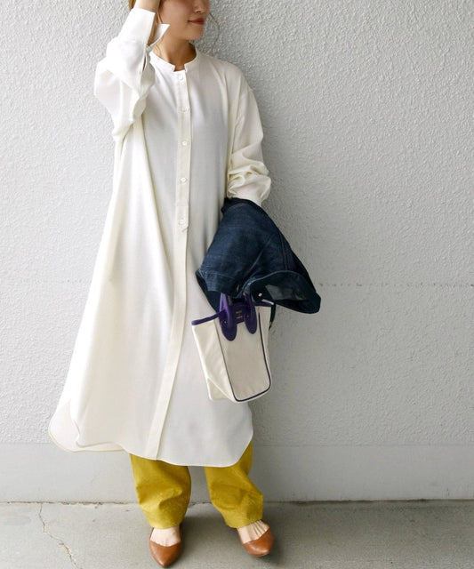 SHIPS any: ウールミックス ソフト パフ シャツワンピース