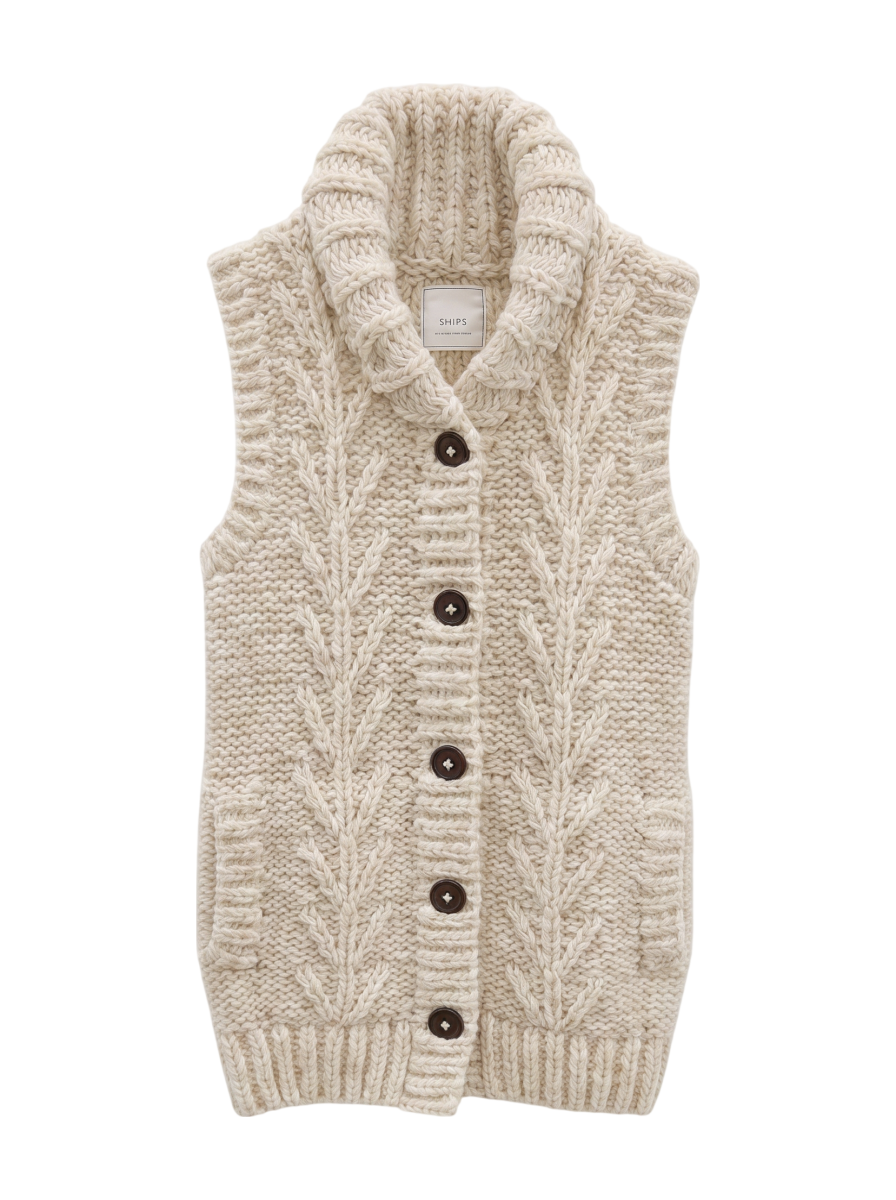 SHIPS:SHAWL/C HAND KNIT VEST 15FW