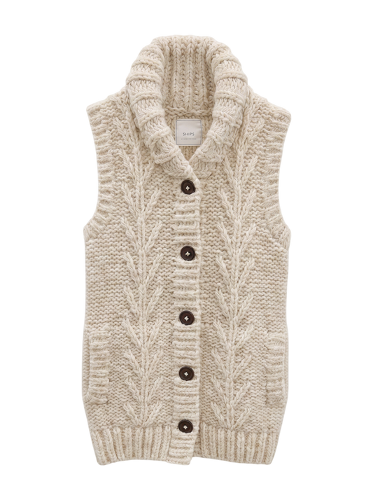 SHIPS:SHAWL/C HAND KNIT VEST 15FW